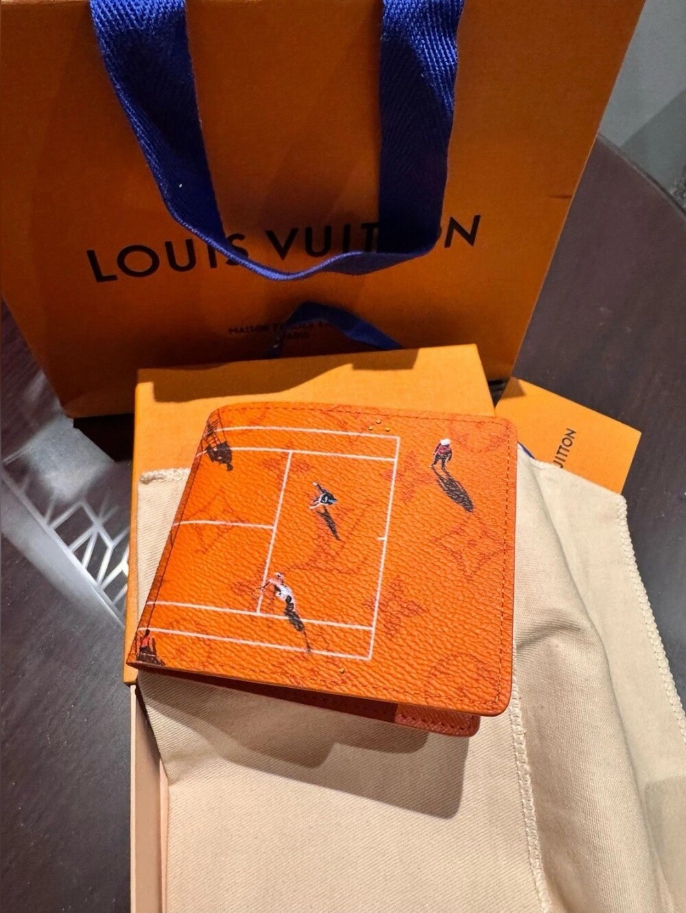Louis Vuitton Orange Textured Bifold Card Holder Wallet